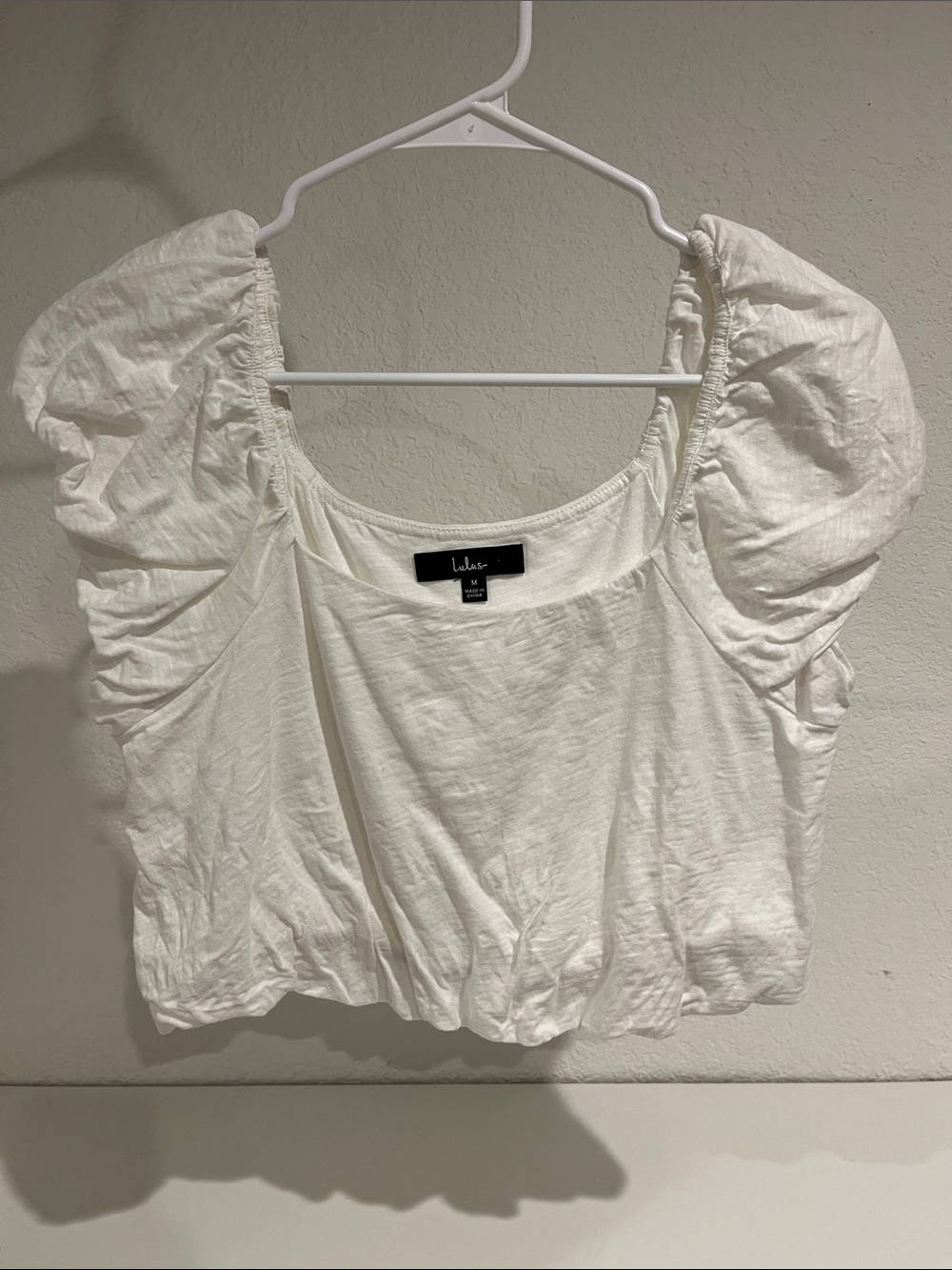 Lulus White Puff Sleeve Crop Top